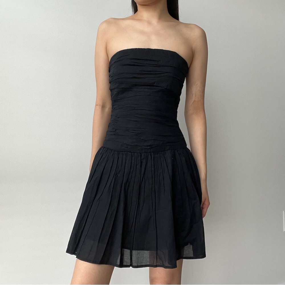 Abercrombie & Fitch Black Emerson Drop Waist Mini Summer Dress Size XXS Tall